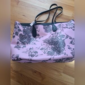 Victoria's Secret Pink and Black Floral Tote Bag